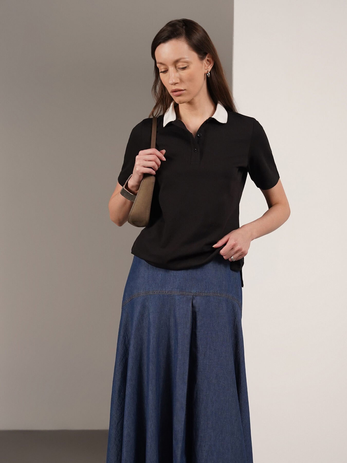 Cotton Polo T-Shirt - Black