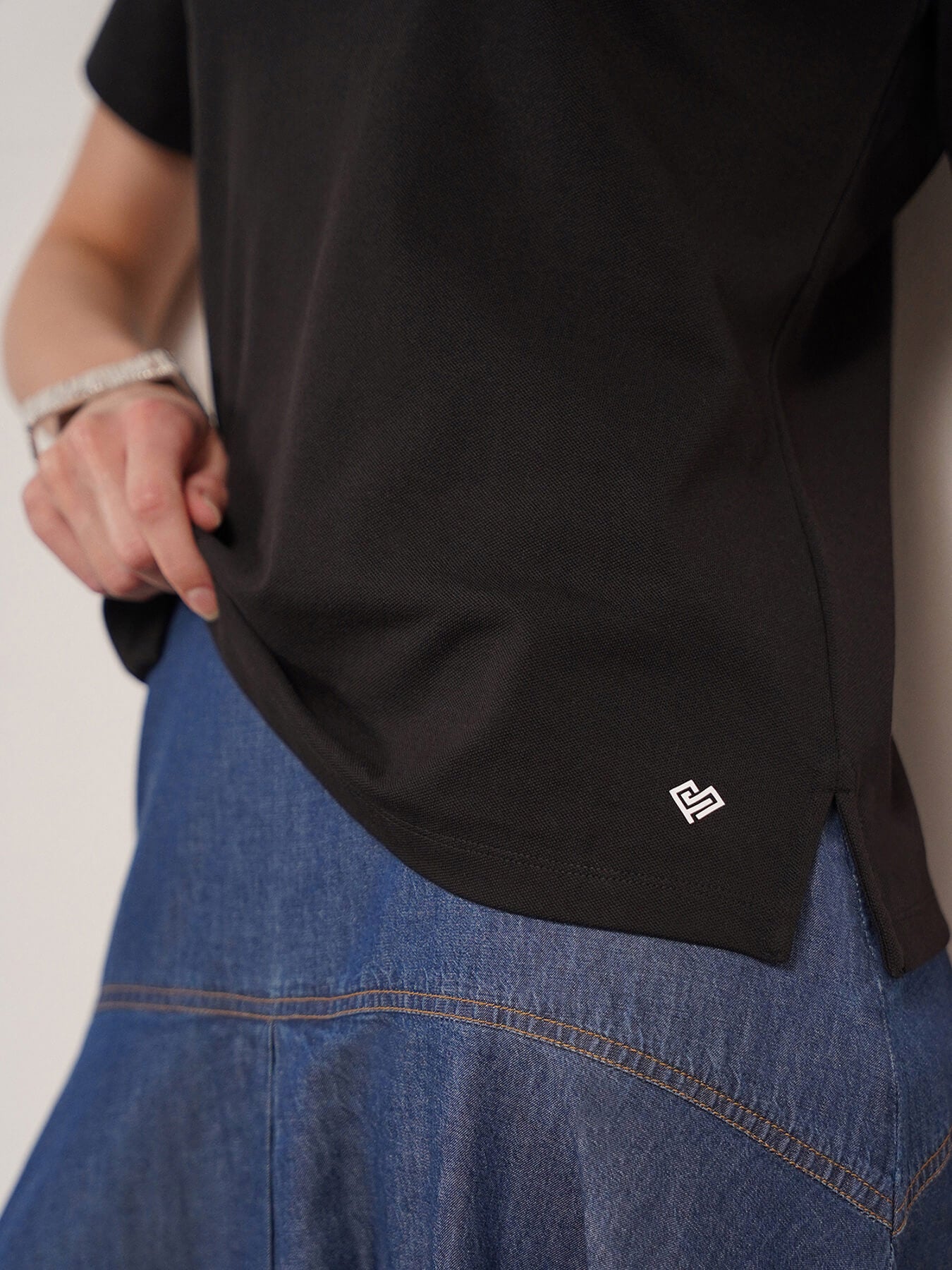 Cotton Polo T-Shirt - Black