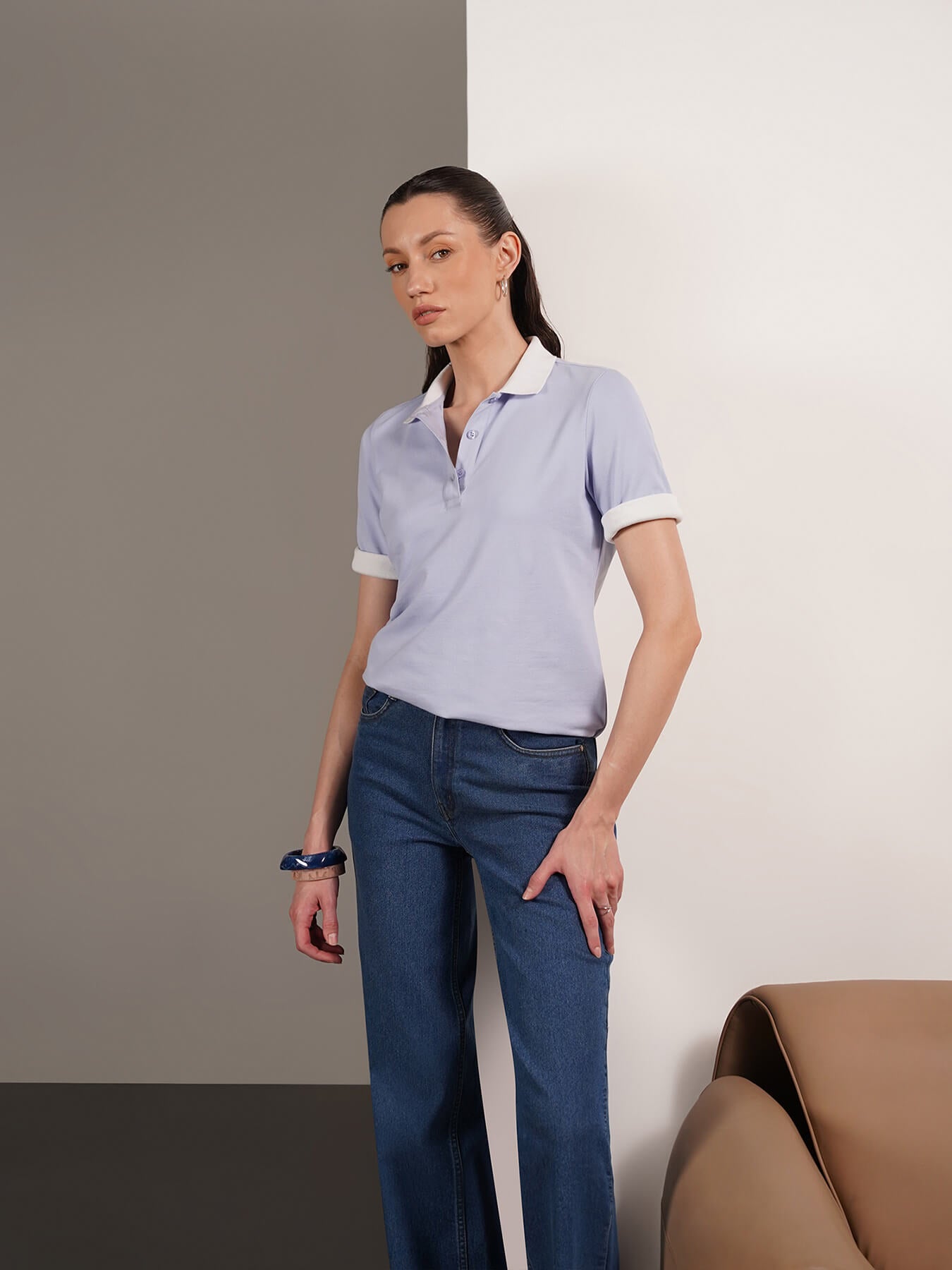 Cotton Polo T-Shirt - Blue
