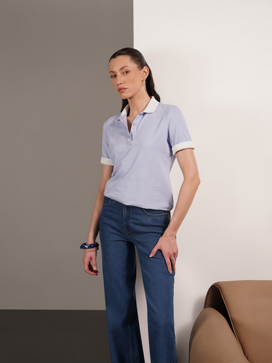 Cotton Polo T-Shirt - Blue