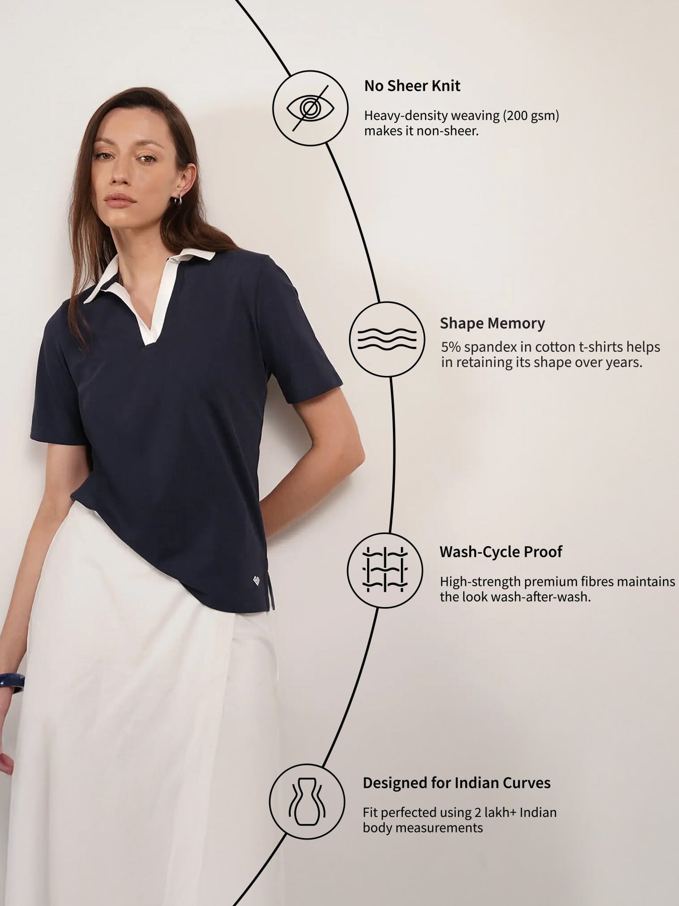 Cotton Polo T-Shirt - Navy
