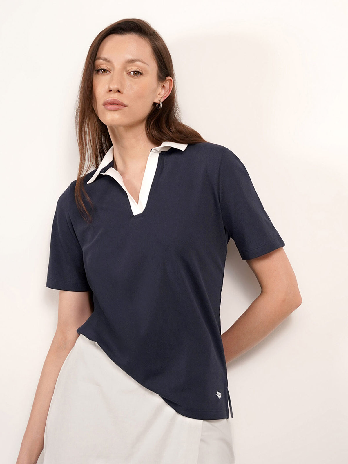 Cotton Polo T-Shirt - Navy