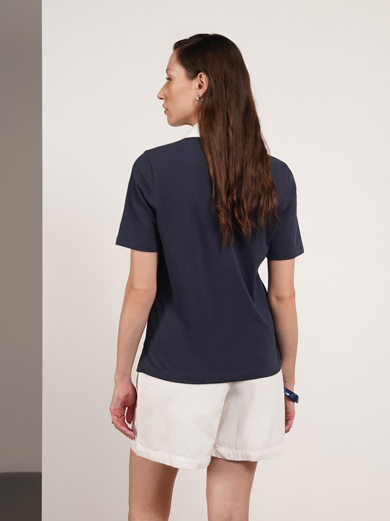 Cotton Polo T-Shirt - Navy