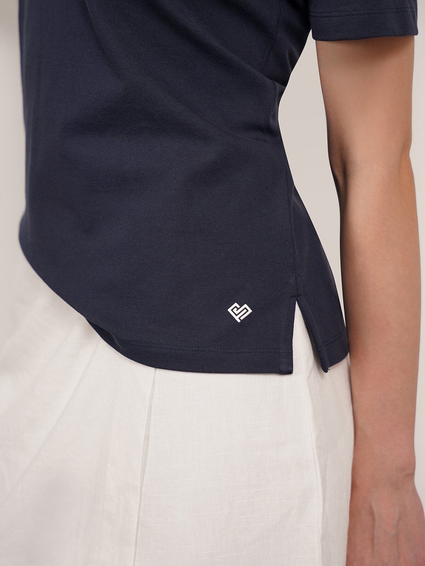 Cotton Polo T-Shirt - Navy