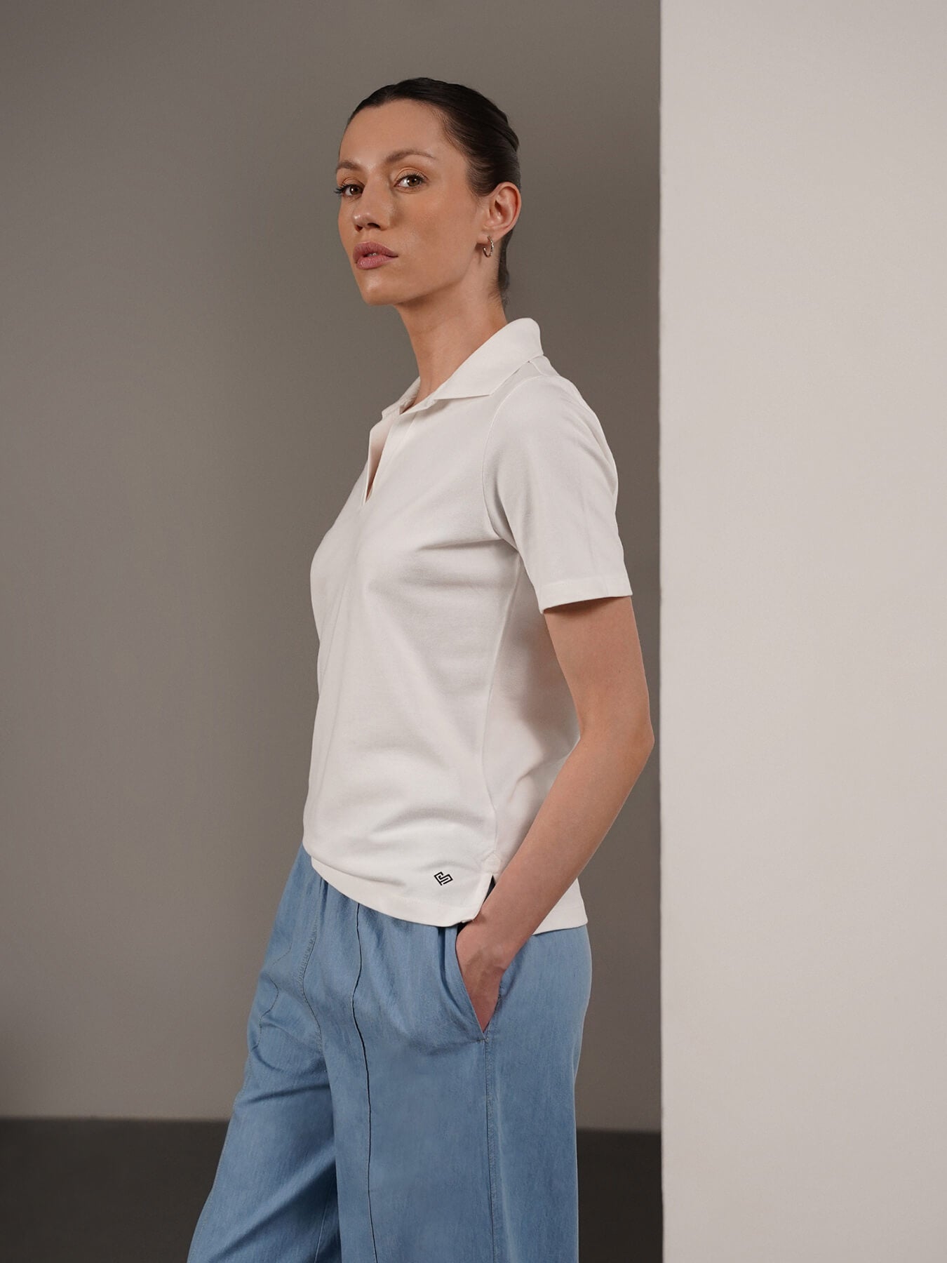 Cotton Polo T-Shirt - White