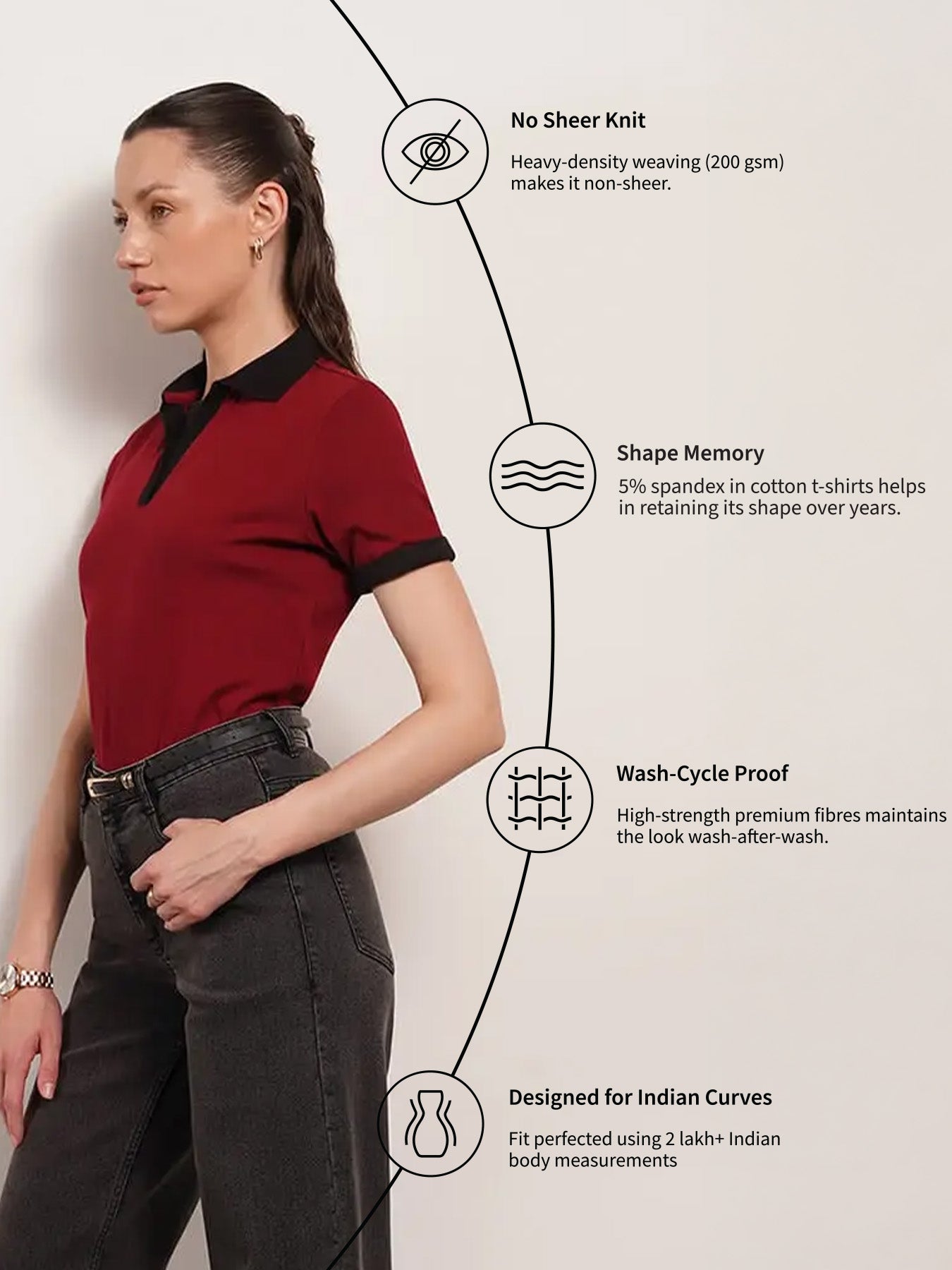 Cotton Polo T-Shirt - Wine
