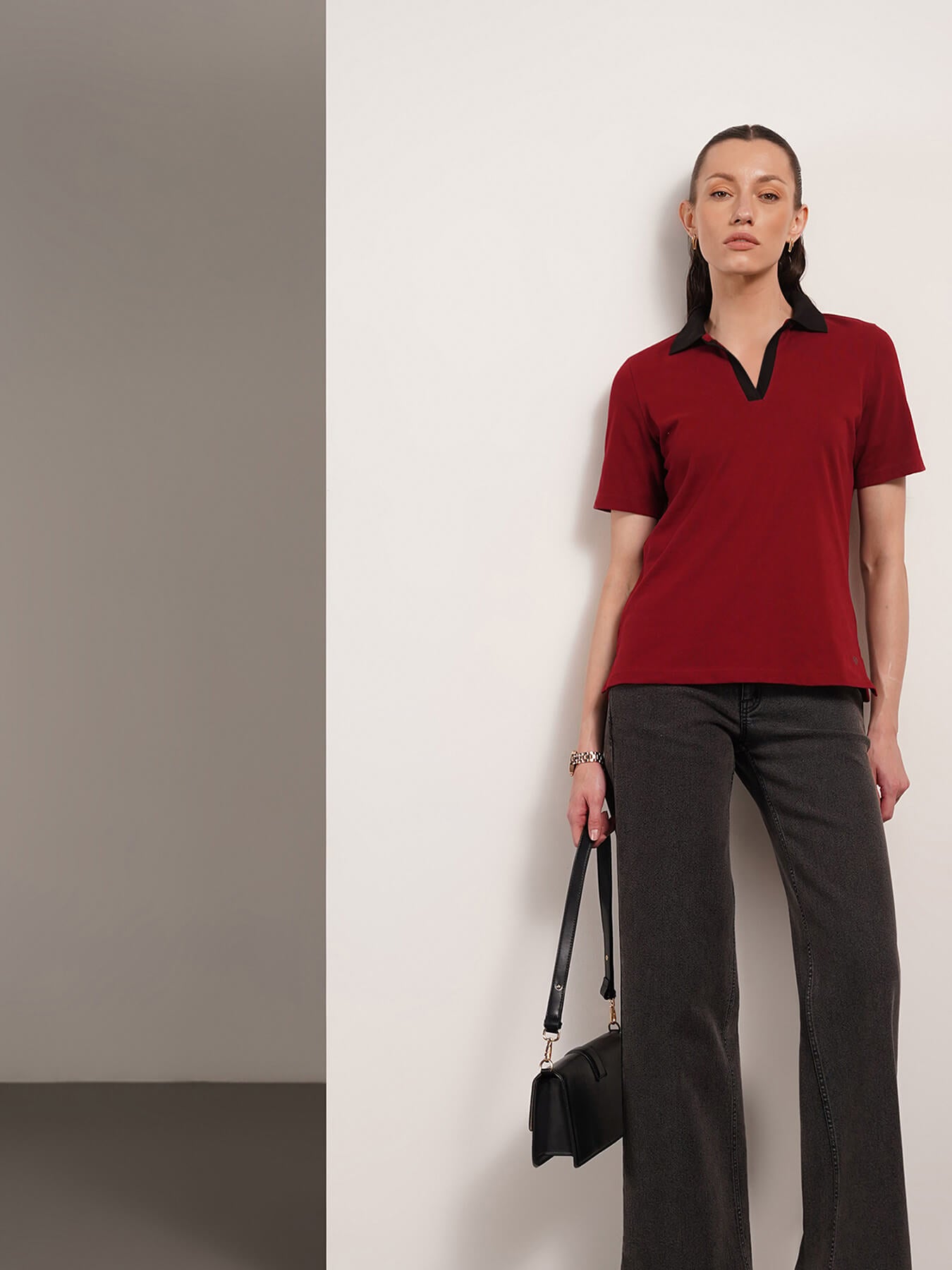 Cotton Polo T-Shirt - Wine