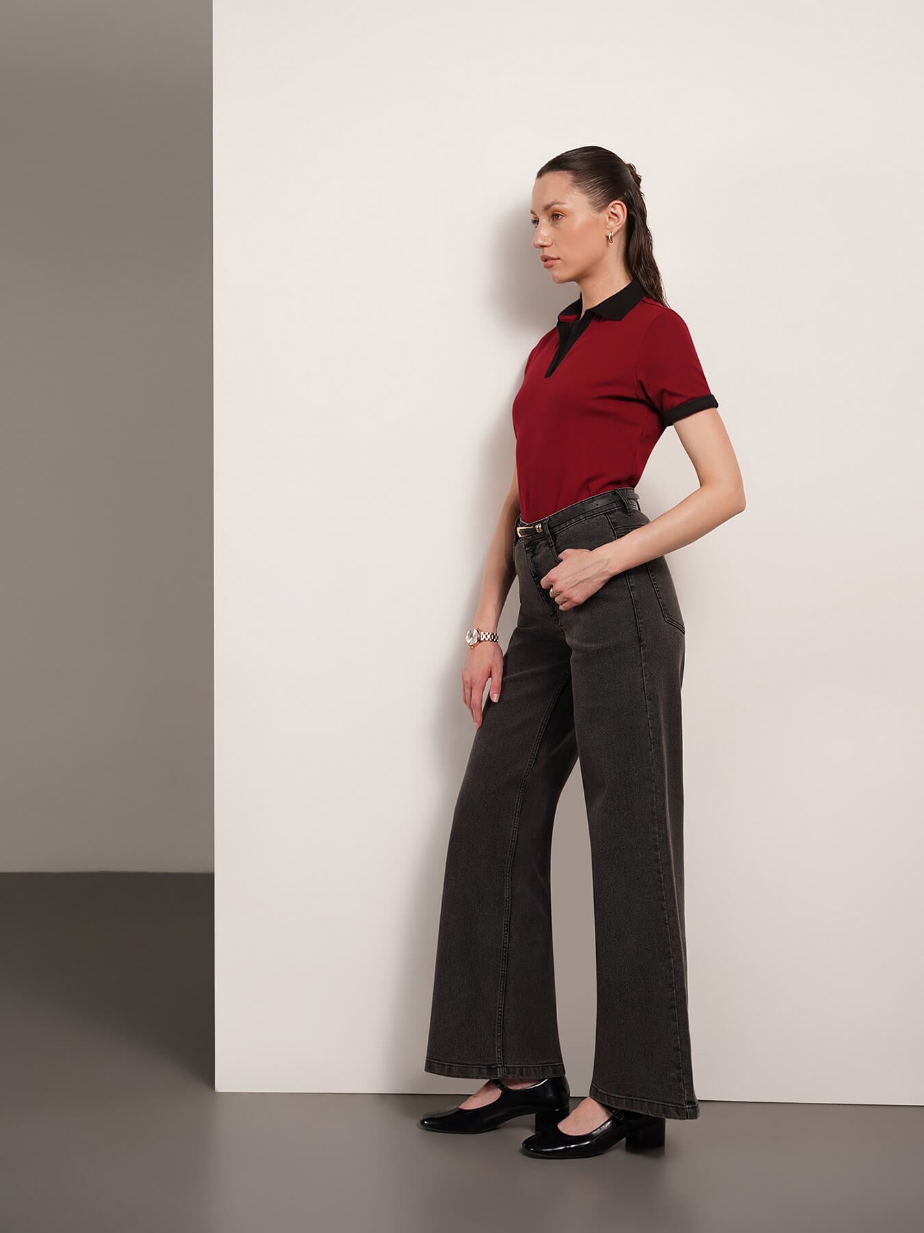 Cotton Polo T-Shirt - Wine