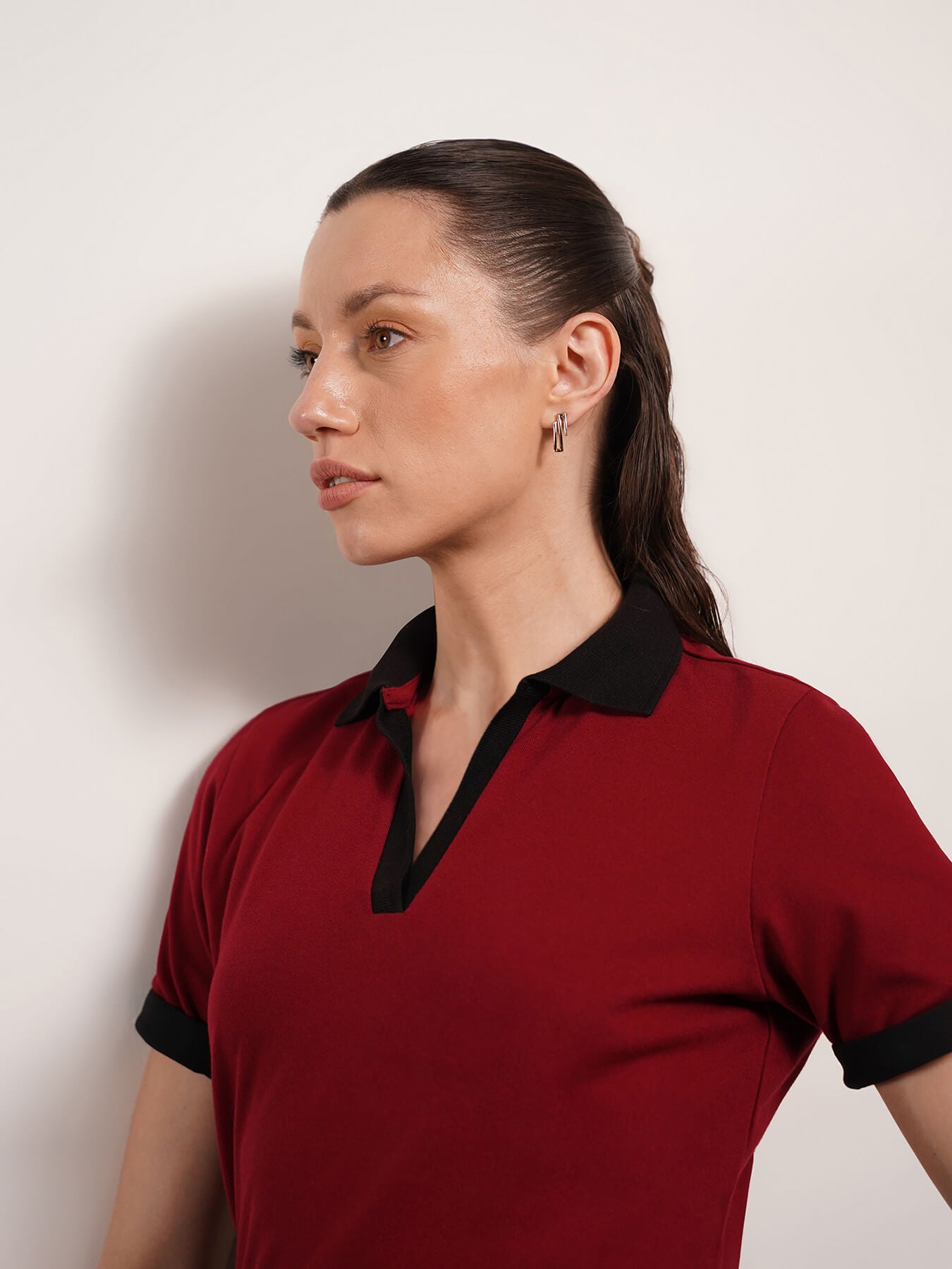 Cotton Polo T-Shirt - Wine