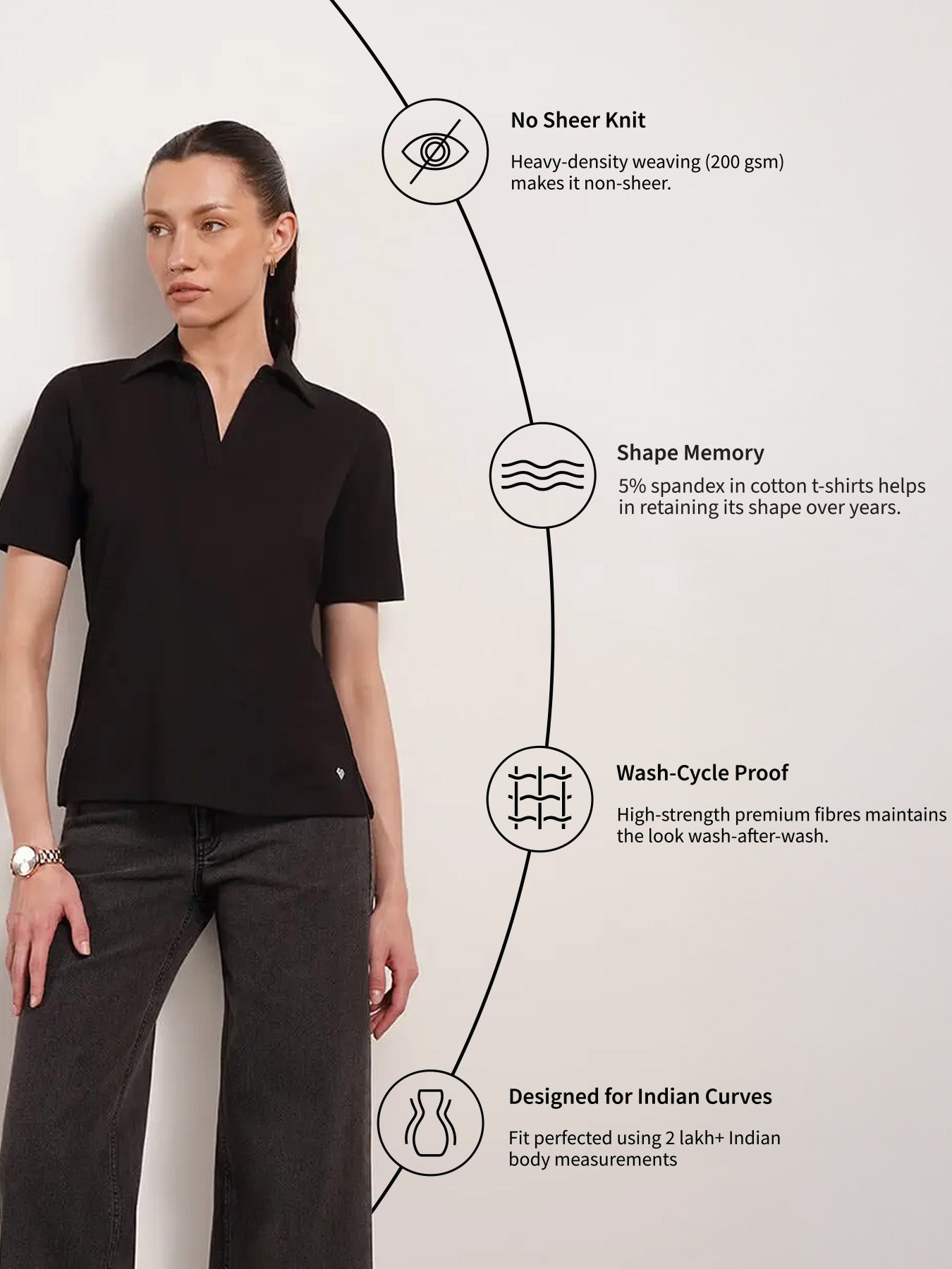 Cotton Polo T-Shirt - Black