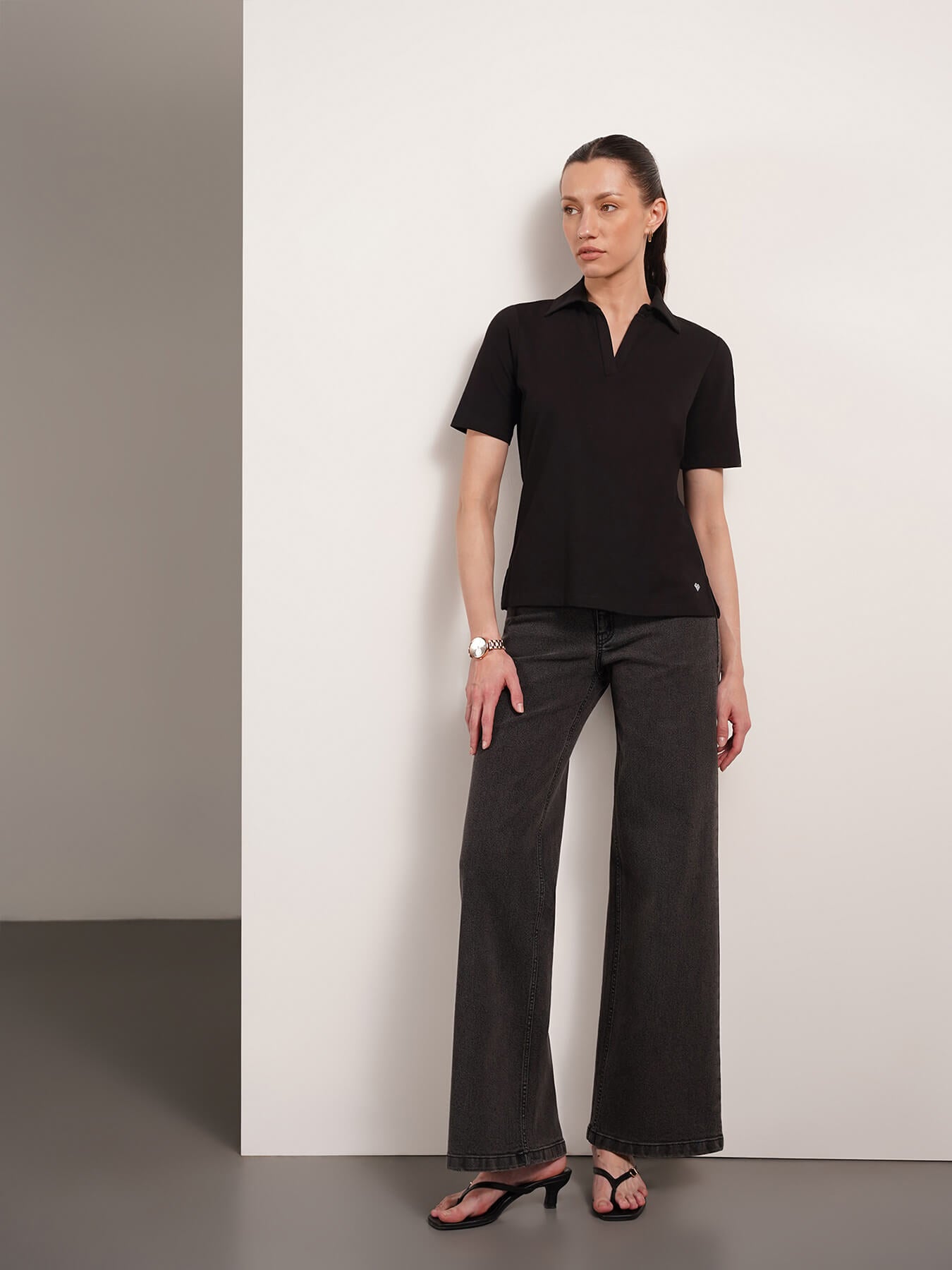 Cotton Polo T-Shirt - Black