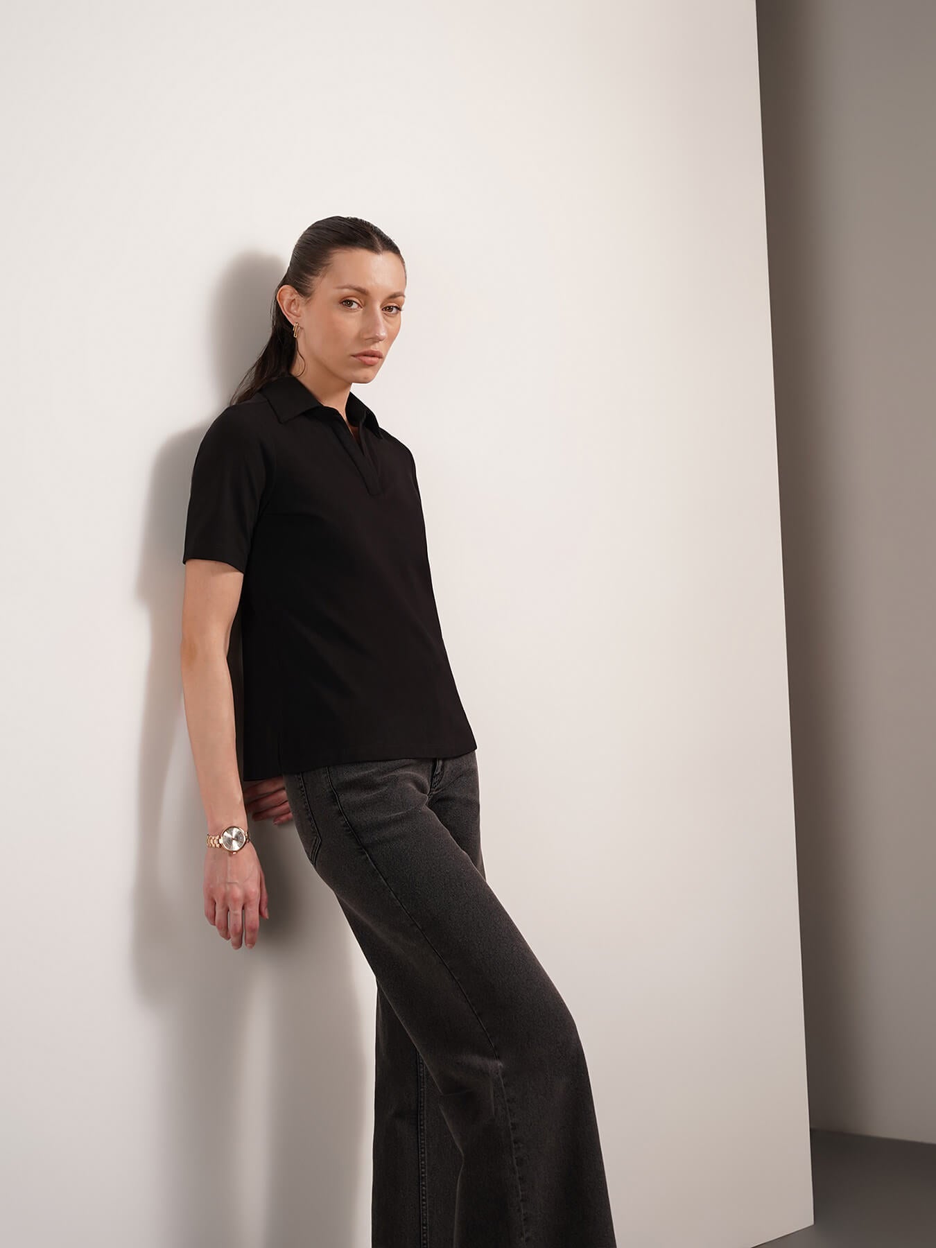 Cotton Polo T-Shirt - Black