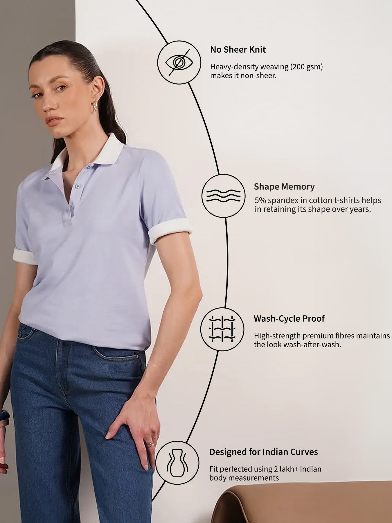 Cotton Polo T-Shirt - Blue