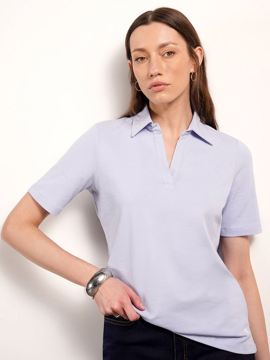 Cotton Polo T-Shirt - Blue