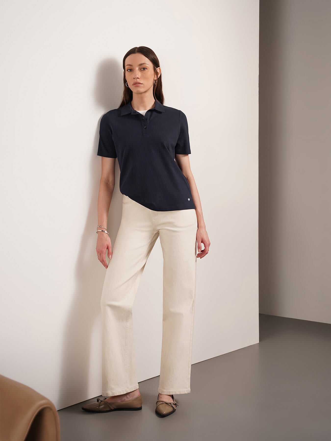 Cotton Polo T-Shirt - Navy