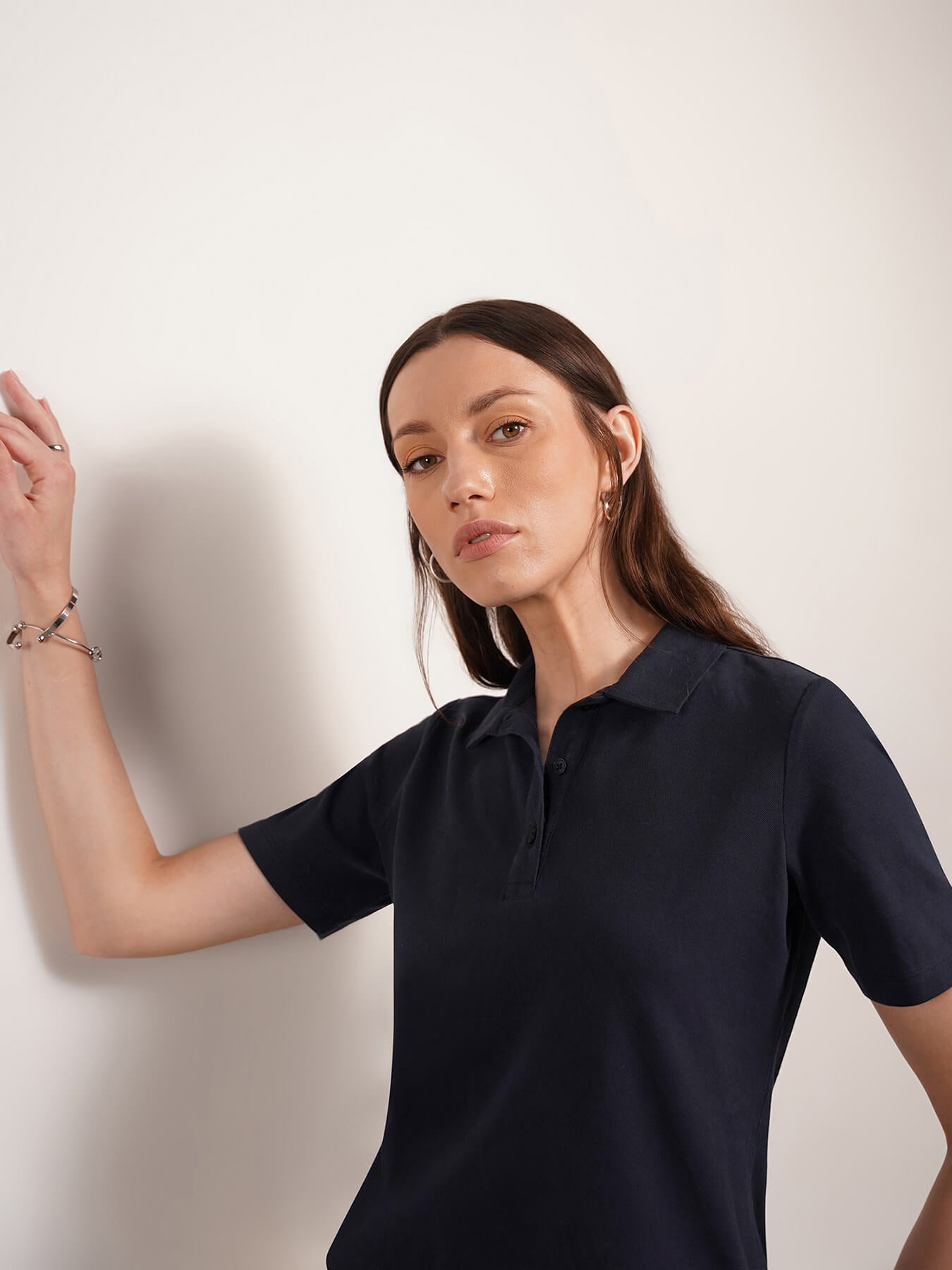 Cotton Polo T-Shirt - Navy