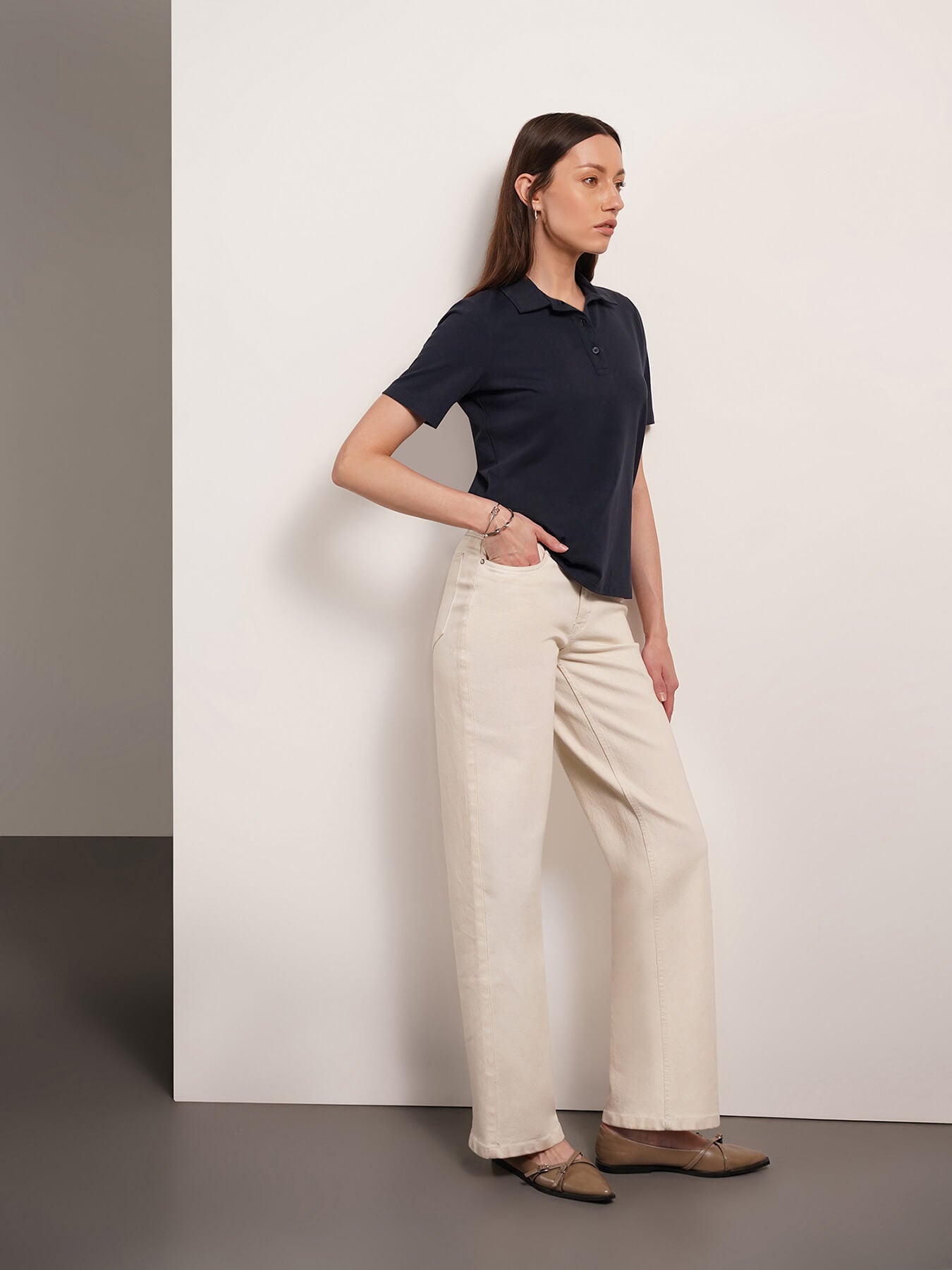 Cotton Polo T-Shirt - Navy