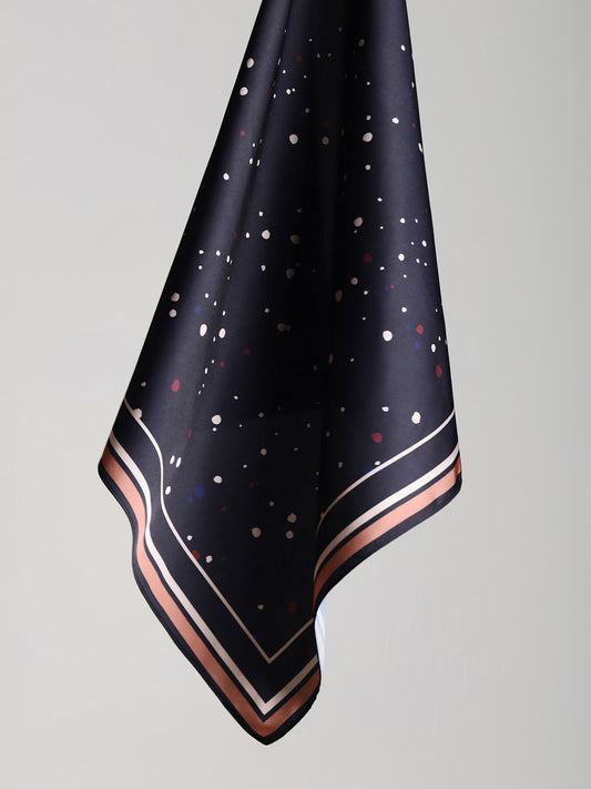 Satin Abstract Scarf - Black