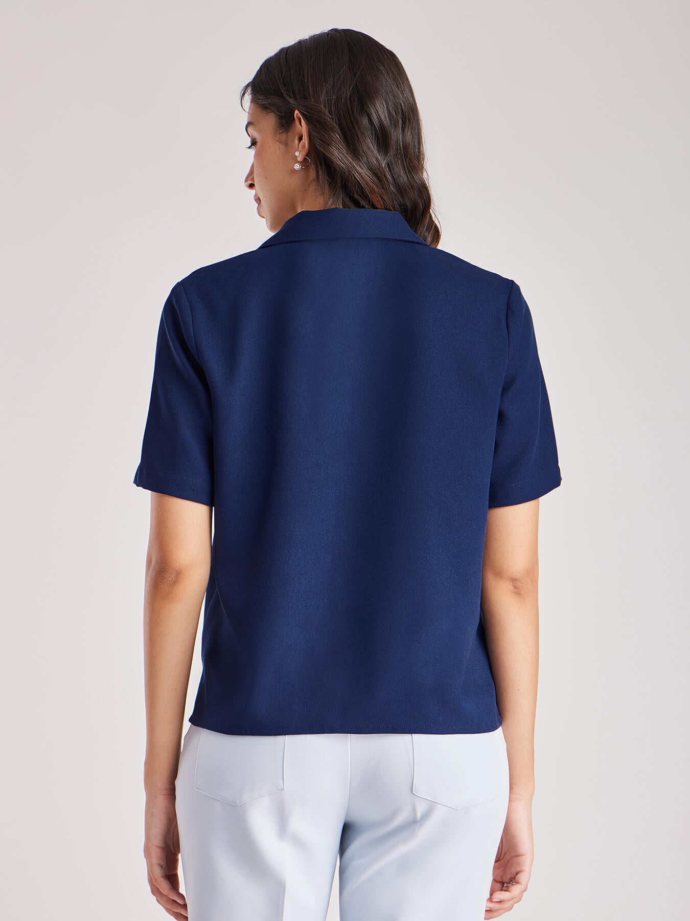Lapel Collar Shirt - Navy Blue