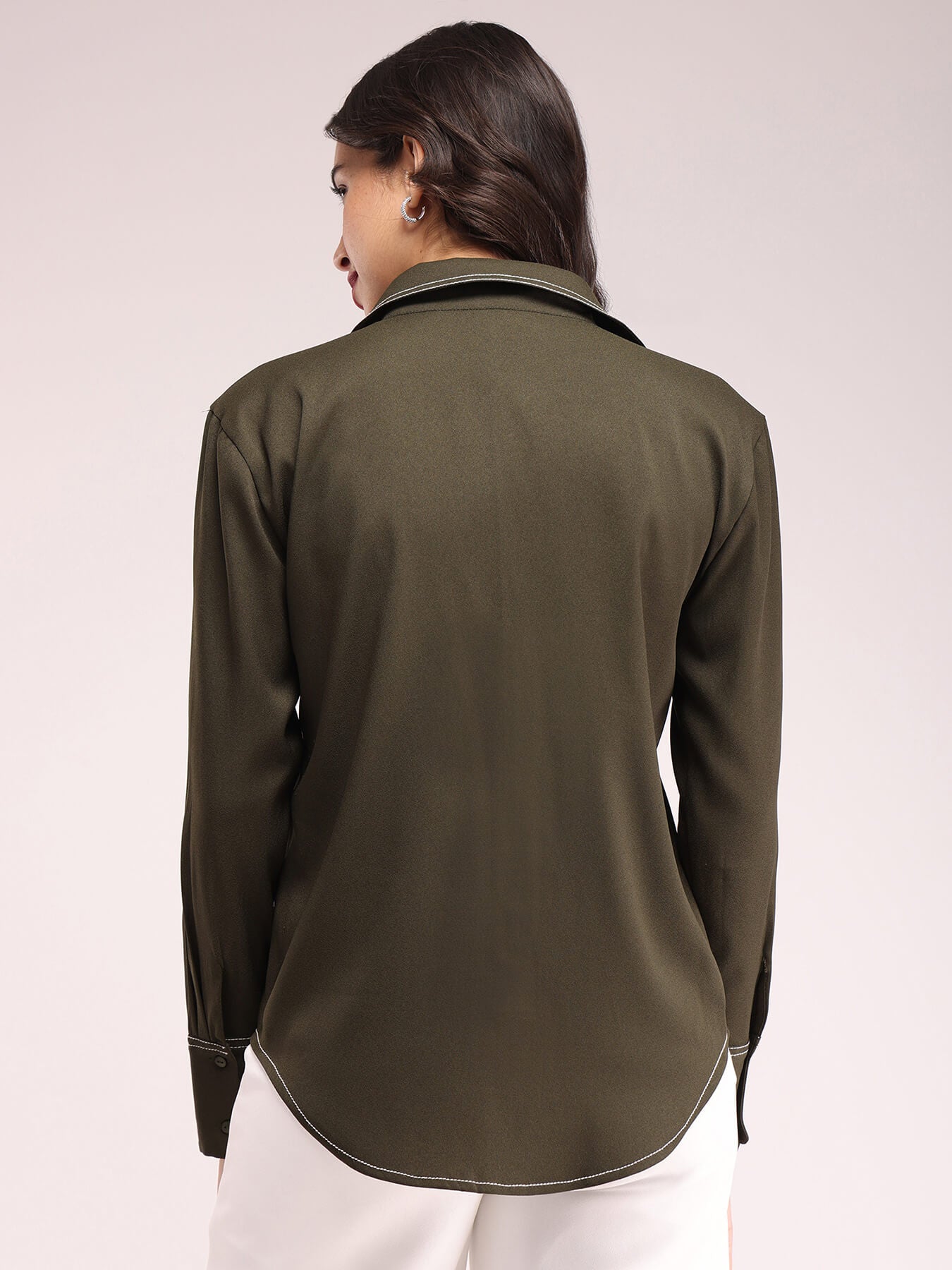 Concealed Placket Shirt - Olive