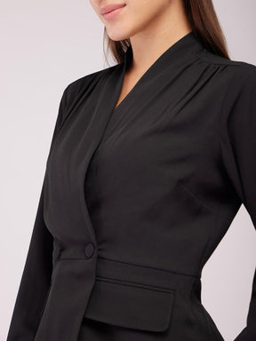 V-Neck Wrap Shirt - Black