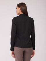 V-Neck Wrap Shirt - Black