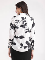 Satin Floral Shirt - White And Black