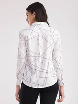 Geometric Print Shirt - White And Black
