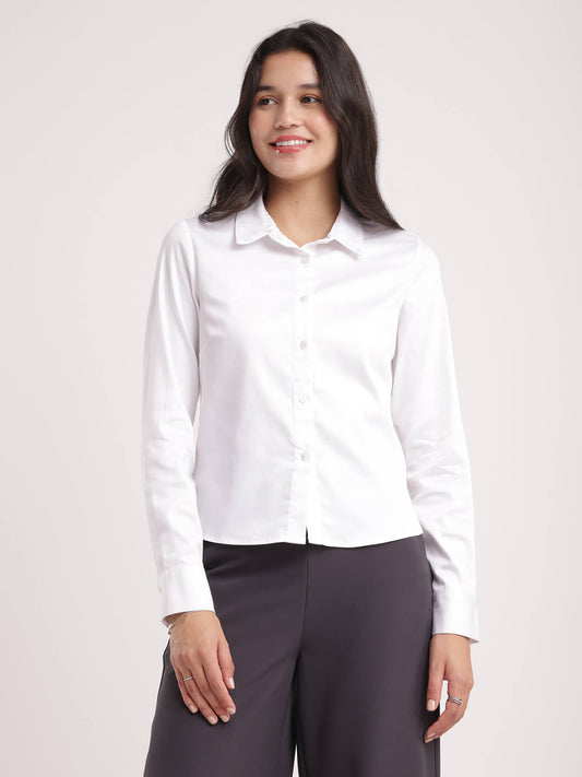 Cotton Button Down Shirt - White