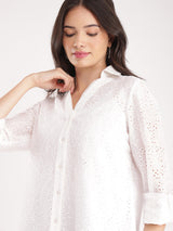 Cotton Schiffli Shirt - White