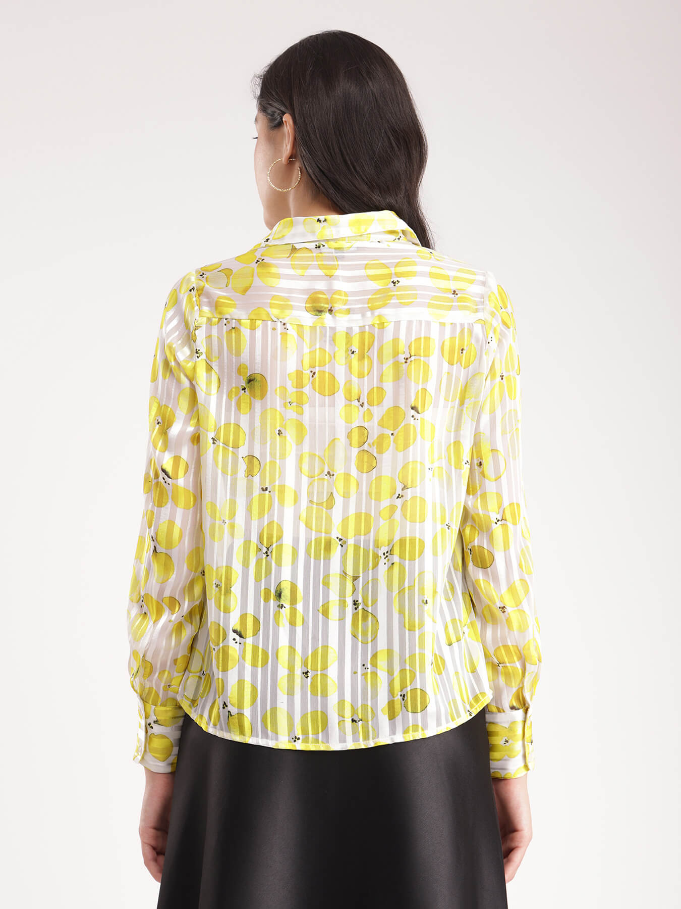 Satin Floral Shirt - Yellow And White