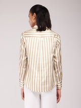 Satin Striped Shirt - Beige