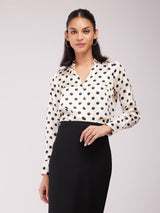 Satin Polka Dot Shirt - White And Black