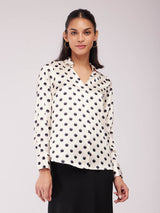 Satin Polka Dot Shirt - White And Black