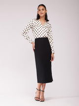 Satin Polka Dot Shirt - White And Black