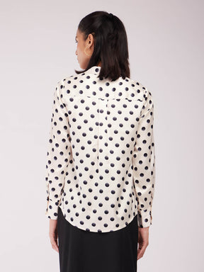 Satin Polka Dot Shirt - White And Black