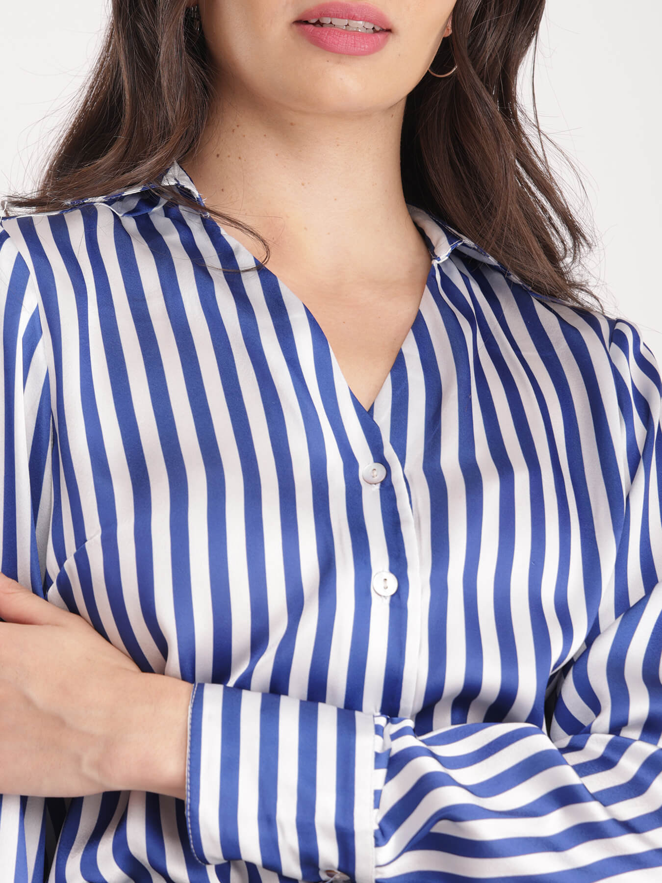 Satin Stripes Shirt - Blue