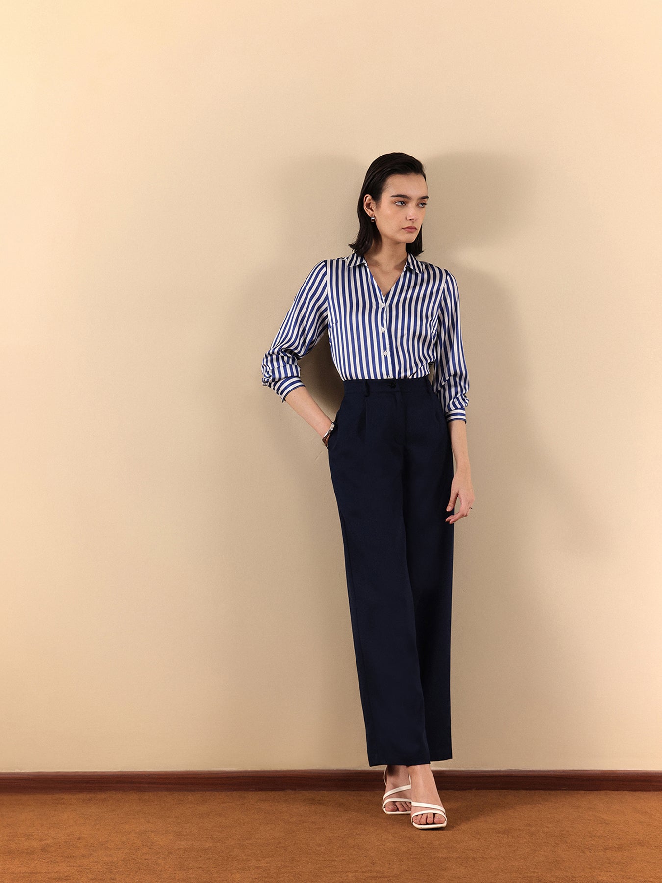 Satin Stripes Shirt - Blue