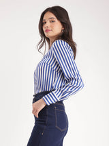 Satin Stripes Shirt - Blue