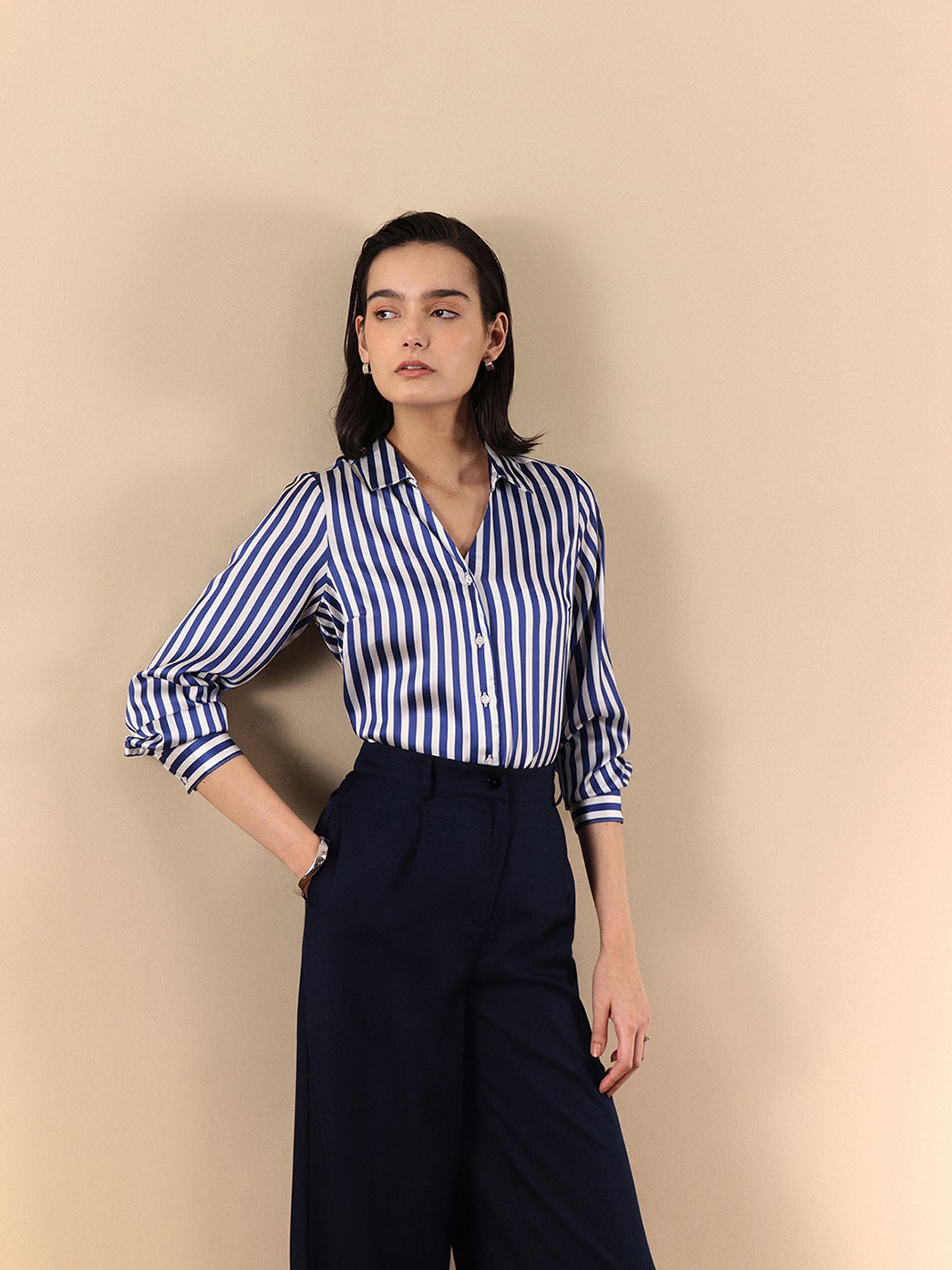 Satin Stripes Shirt - Blue