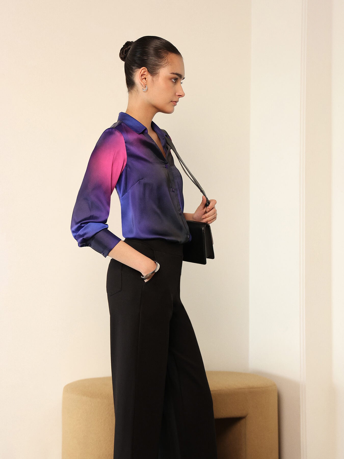 Satin Ombre Shirt - Blue