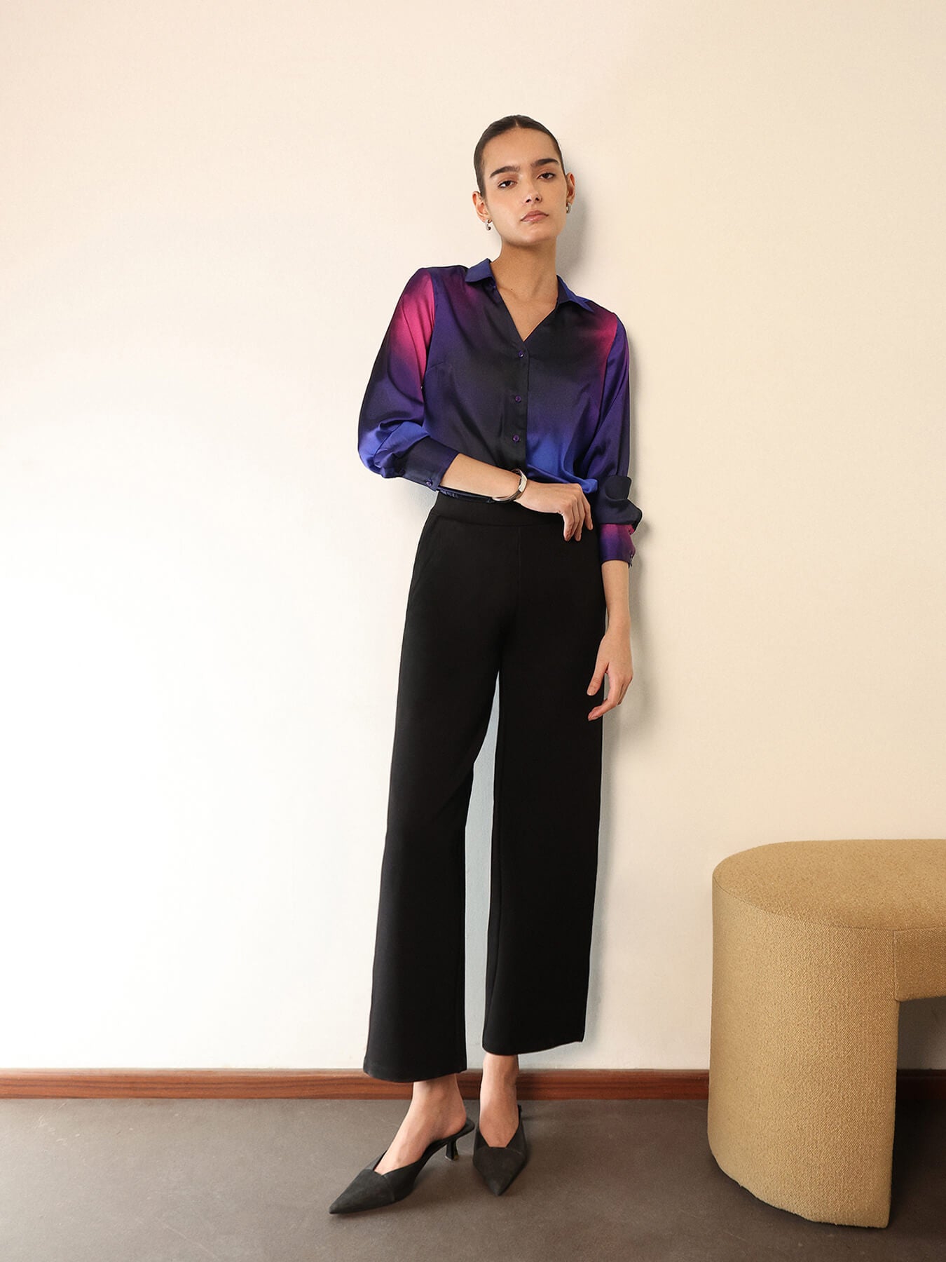 Satin Ombre Shirt - Blue