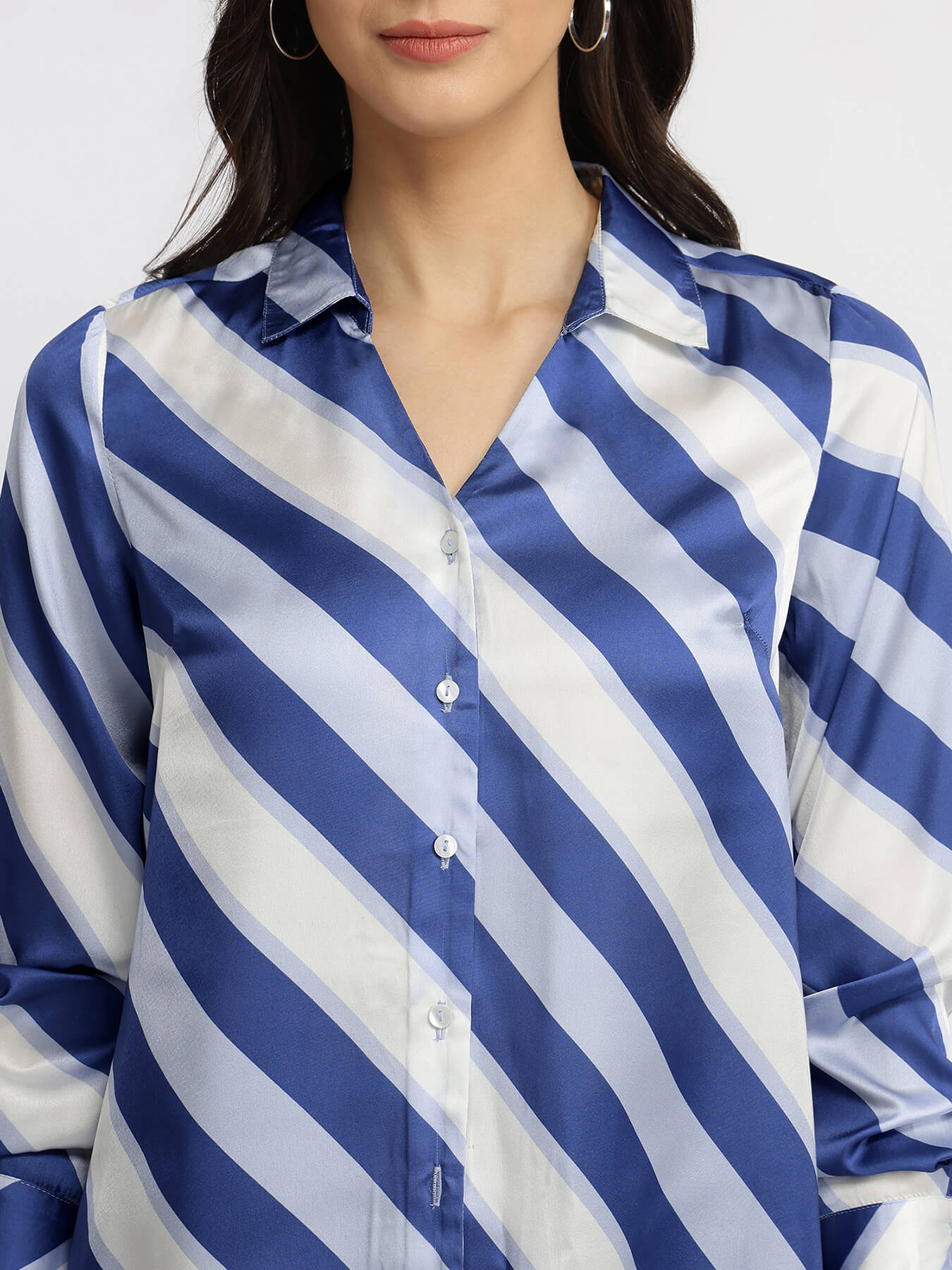 Satin Striped Shirt - Blue