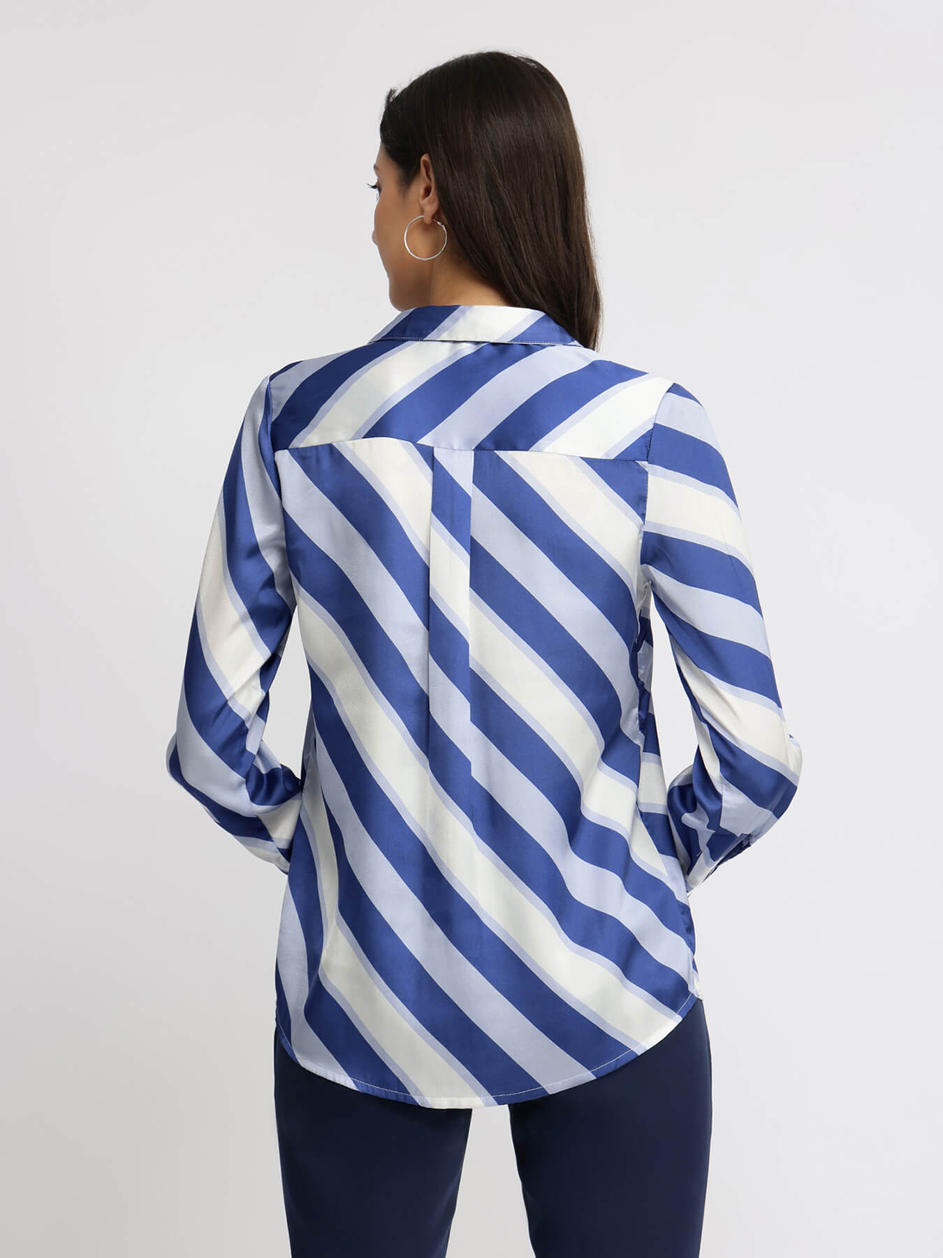 Satin Striped Shirt - Blue