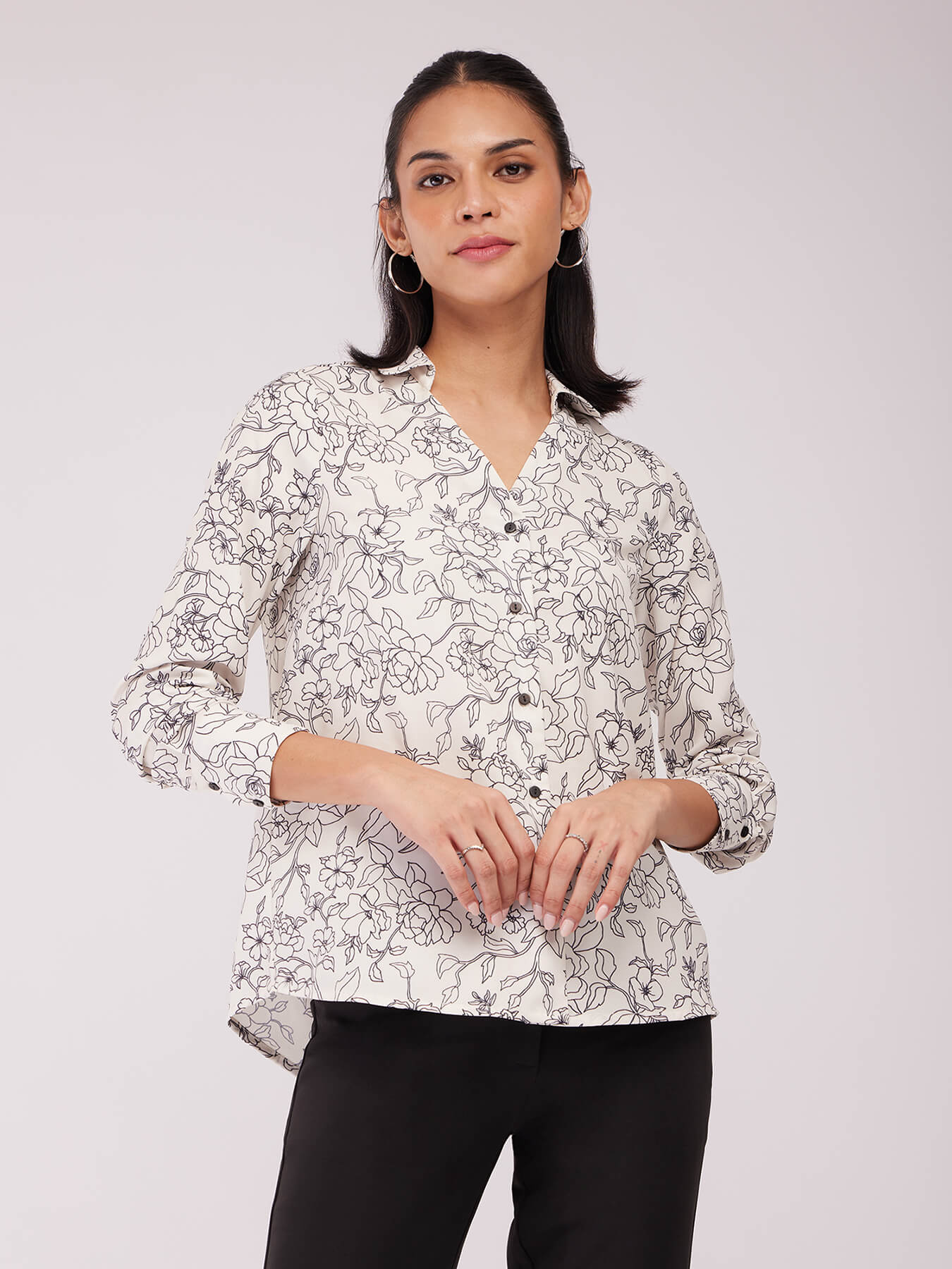 Collared Floral Shirt - Off White