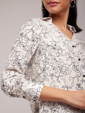 Collared Floral Shirt - Off White