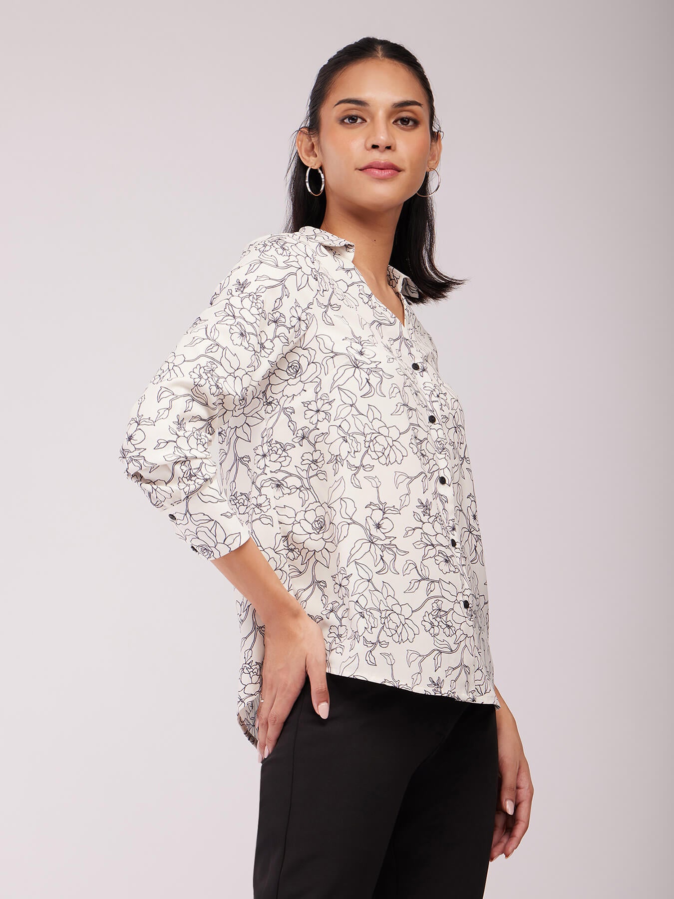 Collared Floral Shirt - Off White