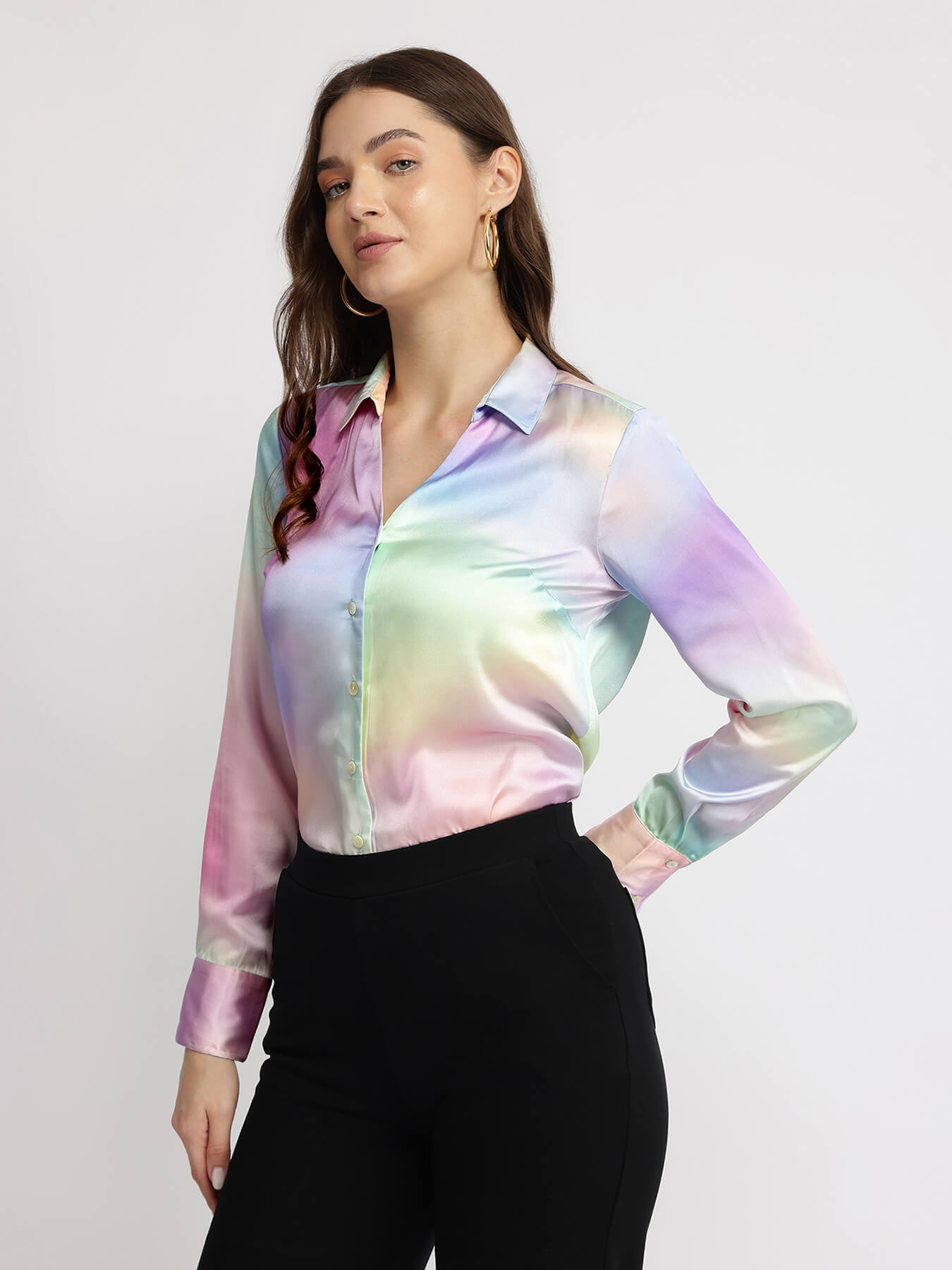 Satin Ombre Shirt - Lilac