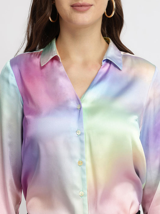 Satin Ombre Shirt - Lilac