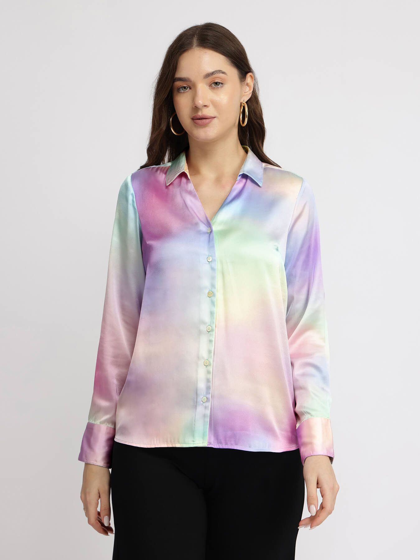 Satin Ombre Shirt - Lilac